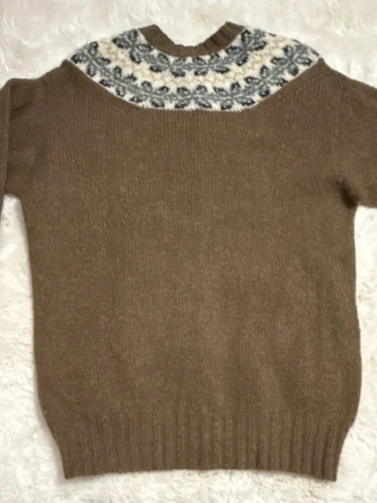 Women's Brown Button-Front Yoke Cardigan Sweater - Picture 3 of 4